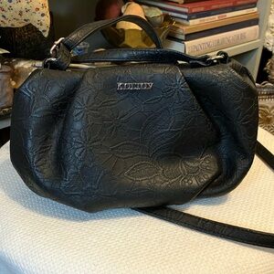 Kolton Black Embossed Faux Leather Crossbody Bag